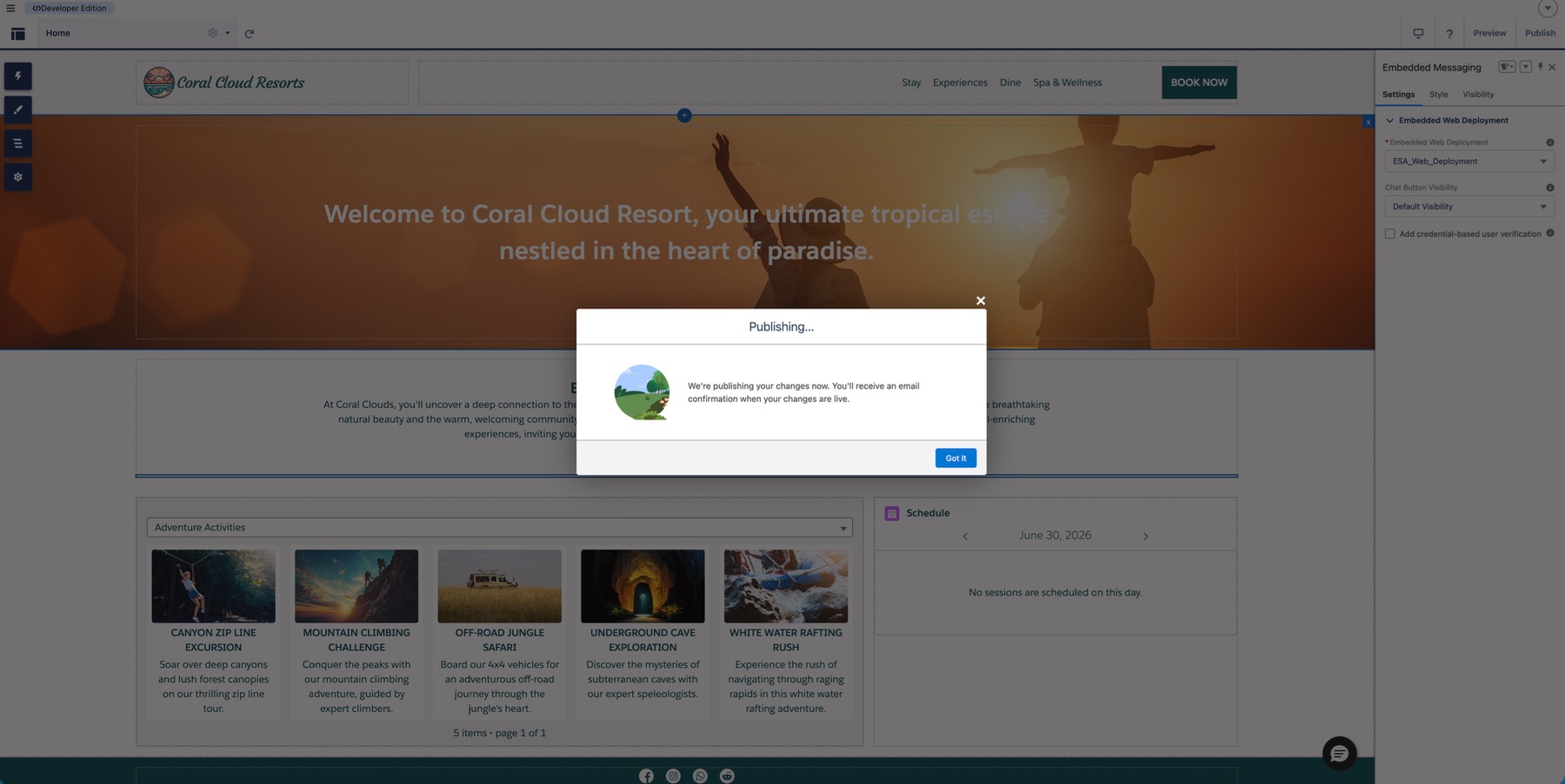 Preview Summary panel showing Input, Transition to Experience Management, Reasoning, Actions, and Output Evaluation GROUNDED